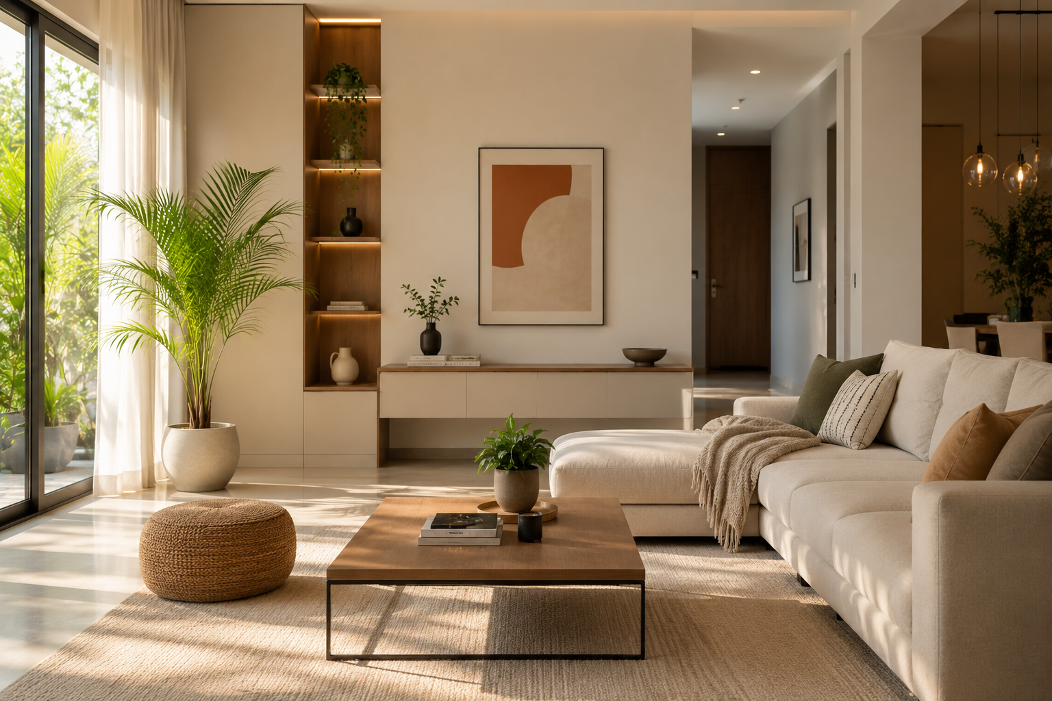 Modern Indian living room interior designed with Vastu principles